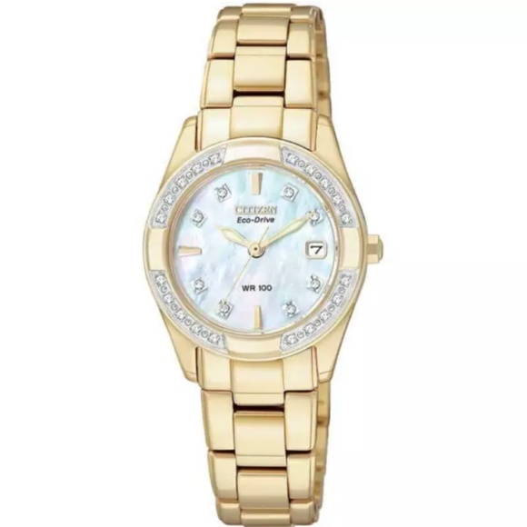 CITIZEN Regent GOLD Eco-Drive Mother of Pearl Dial Ladies Watch EW1822-52D main image 8
